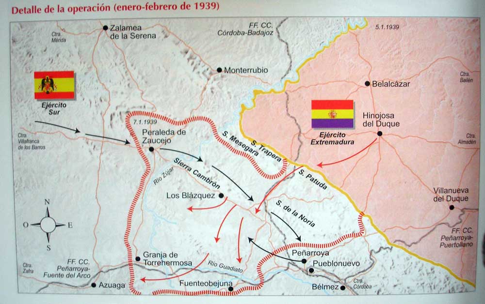 Croquis de la ofensiva en enero del 39 en Pearroya