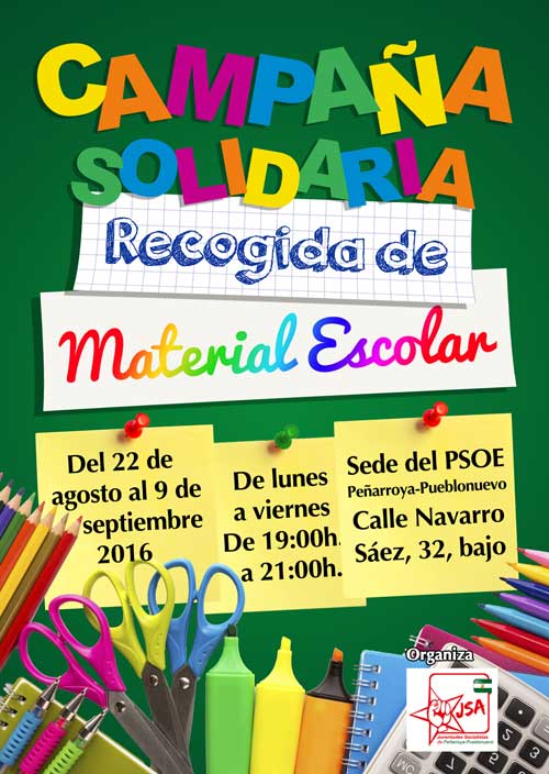 Campaa solidaria de recogida de material escolar