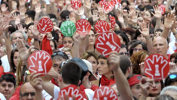 Miles de personas se manifestaron en Pamplona en contra de la agresin - EFE