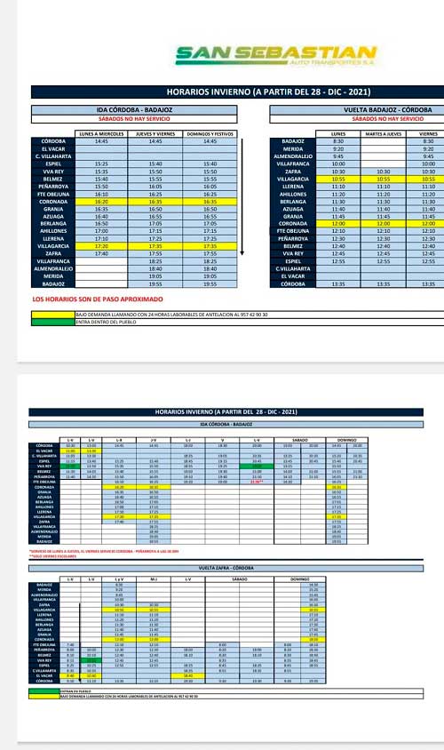 Horarios autobuses