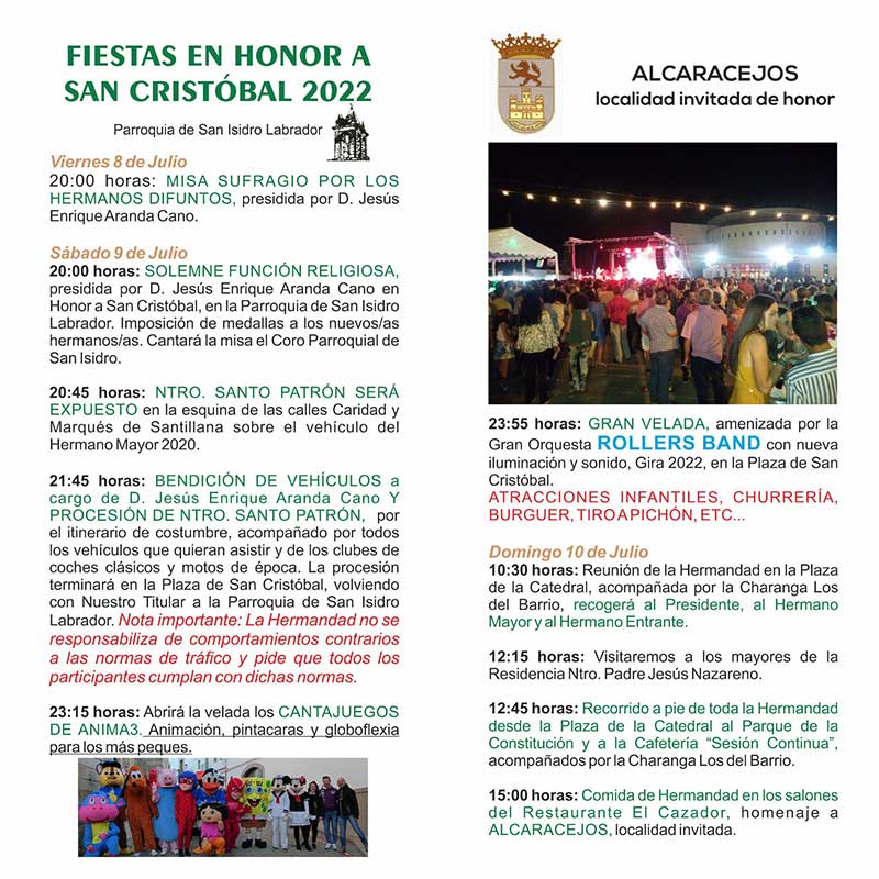 Fiestas en honor a San Cristbal 2022