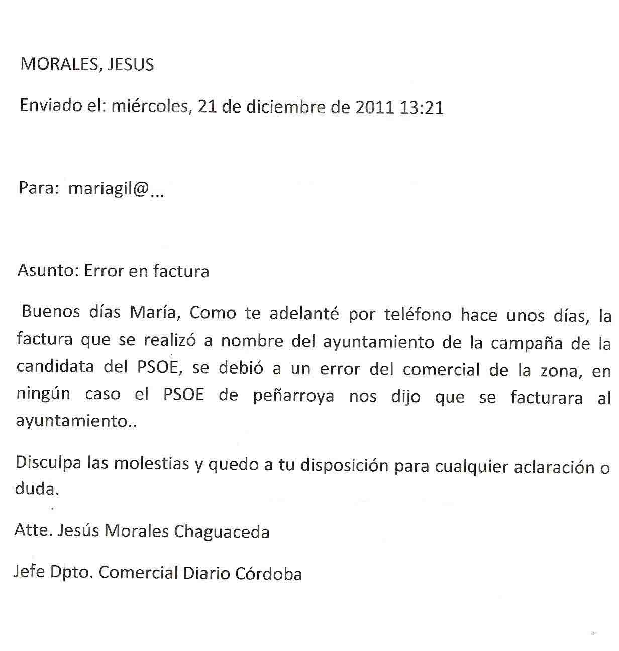 e-mail enviado por Diario Crdoba a Mara Gil