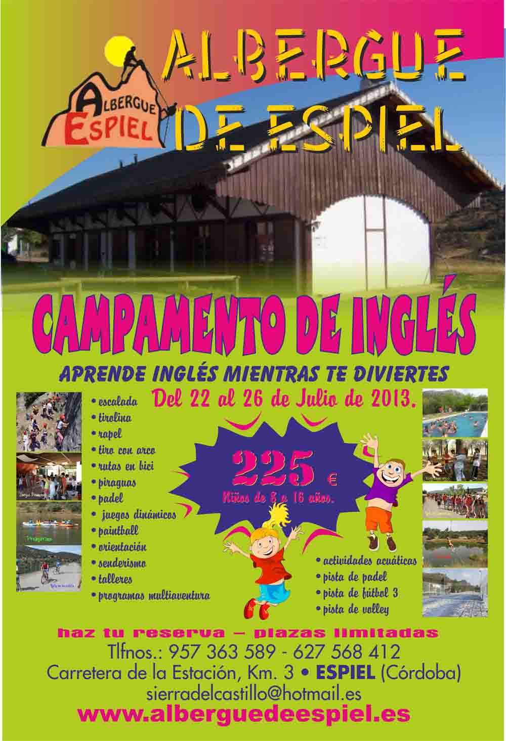 Campamento de ingls en el albergue de Espiel